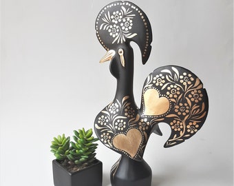 Extra Large Ceramic Rooster / Portuguese Rooster / Barcelos Rooster / Black Rooster / Rooster Art