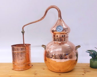Alambique tradicional de 20 L / Alambique de cobre / Destilador de aceites esenciales / Destilería / Alambique artesanal / Regalo para él