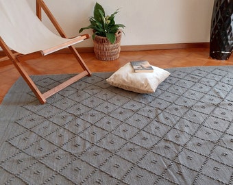 Alfombra grande gris oscuro de 200 x 150 cm / Alfombra de algodón / Alfombra de trapo / Alfombra para sala de estar / Alfombra vintage / Alfombra lavable / Alfombra para dormitorio