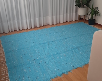 Tappeto blu extra large 200x300cm / Tappeto colorato / Tappeto morbido / Tappeto di cotone / Tappeto da soggiorno / Tappeto da area / Tappeto di stracci / Tappeto da camera da letto / Tappeti per camera da letto