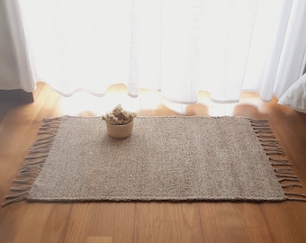 Mini Light Brown Rug / Cotton Rug / Soft Rug / Nursery Rug / Bathroom Rug / Bath Mat / Boho Rug / Shower Mat / Washable Rug / Rag Rug