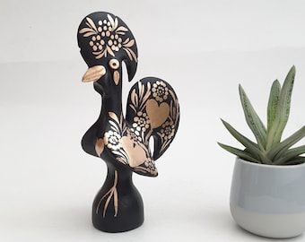 Portuguese Rooster / Ceramic Rooster / Rooster Art / Rooster Decor / Black Rooster / Farmhouse Chicken / Gift For Mom / Christmas Gift