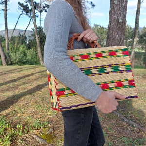 Borsa di paglia di canna, borsa di paglia, borsa da cesto, borsa da mercato, borsa colorata, cesto da mercato, borsa da spiaggia di paglia, borsette, carrello della spesa
