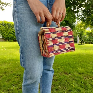 Mini Reed Basket Bag / Multicolor Bag / Portuguese Bag / Market Bag / Straw Basket / Straw Bag / Vintage Bag / Handmade Bag / Boho Bag