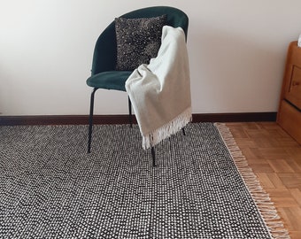 Grand tapis noir et blanc / Tapis de tapis / Tapis en coton / Tapis tissé / Tapis pour salon / Tapis de zone / Tapis de couloir / Tapis d’entrée / Tapis pour chambre à coucher