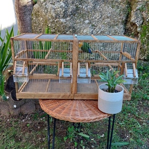 Jaula rectangular rústica para pájaros / Jaula hecha a mano / Jaula vintage / Jaula para canarios / Casa para pájaros / Jaula de madera para pájaros / Arte en madera / Regalo para mascotas / Regalo para papá