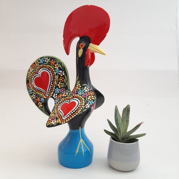 Très grand coq multicolore / coq portugais / coq de Barcelos / décor de coq / décoration d'intérieur rustique / coq de ferme / cadeau drôle