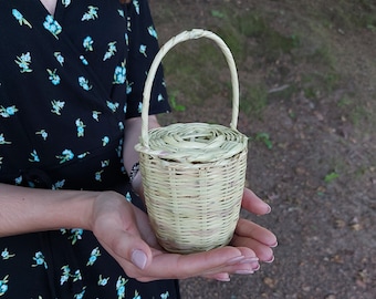 ジェーン バーキン バスケット スモール、ポルトガルで手作り、蓋付き