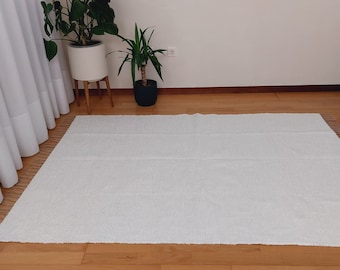 Alfombra blanca perla grande / Alfombra de área / Alfombra minimalista / Alfombra suave / Alfombra de sala de estar / Alfombra de pasillo / Alfombra de dormitorio / Alfombra tejida a mano / Alfombra Boho