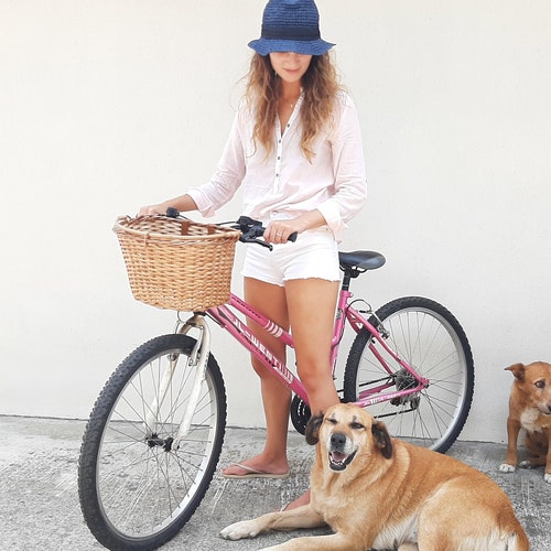 Bike Wicker Baskets Front Handlebar Bicycle Basket With Lid Etsy