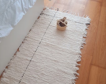 Runner Rug Cream With Black Line L 200cm / Kitchen Rug / Rug Runner / Floor Rug / Boho Rug / Shower Mat / Super Soft Rug / Bedside Rug