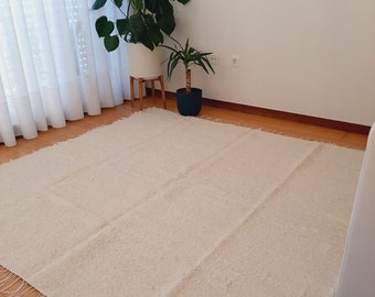 Alfombra grande color crema de 200 x 200 cm/Alfombra para habitación de bebé/Alfombra de algodón/Alfombra para salón/Alfombra de área/Alfombra única/Alfombra minimalista/Alfombra para dormitorio/Alfombra para cama tamaño queen