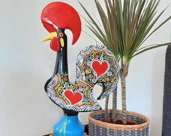 Super Extra Large Multicolor Rooster / Portuguese Rooster / Barcelos Rooster / Ceramic Rooster / Gift for Mom / Vintage Decor