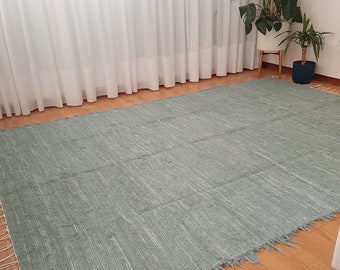 Extra Großer Blau Grüner Teppich 300 x 200 cm / Handgeknüpfter Teppich / Wollteppich / Wohnzimmerteppich / Teppich für Schlafzimmer / Esszimmerteppich