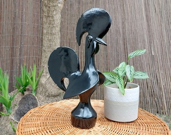 Black Rooster / Ceramic Rooster / Portuguese Rooster / Barcelos Rooster / Rooster Art / Vintage Ceramic / Rooster Kitchen / Rooster Gift