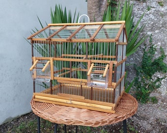 Bird Cage Old Brown / Handmade Bird Cage / Rustic Cage / Canary Cage / Bird House / Parakeet Cage / Love Your Bird / Bird Home / Pet Gift