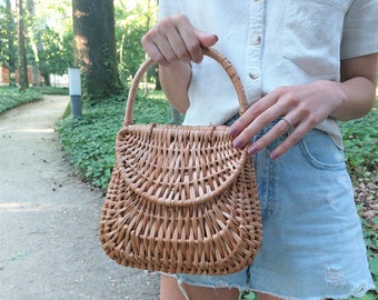 Wicker Bag / Summer Bag / Vintage Purse / Basket Bags / Wicker Handbag / Straw Bag / Boho Bag / Gondola Basket / Beach Bag / Wedding Purse