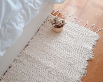 Runner Rug 150cm / Cream Rug / Soft Rug / Hallway Rug / Floor Rug / Kitchen Runner / Recycled Rug / Farmhouse Rug / Kitchen Mat / Shower Mat