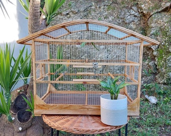 Large Curved Bird Cage Brown / Handmade Art / Decorative Bird Cage /Canary Cage / Bird House / Parakeet Cage / Love Your Bird / Gift For Pet