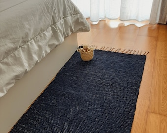 Runner Rug Dark Blue 200cm / Rug Runner / Hallway Rug / Floor Rug / Kitchen Runner / Recycled Rug / Area Rug / Bathroom Runner Rug
