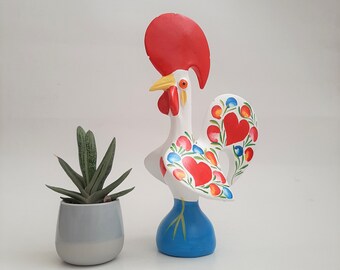 Multicolor Rooster / Portuguese Rooster / Barcelos Rooster / Ceramic Rooster / White and Colorful Rooster / Sympathy Gift / Christmas Gift