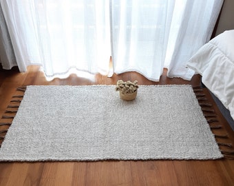 Petit tapis blanc pur/tapis de douche/tapis de bain/tapis de chevet/tapis en coton/tapis bio/tapis fait main/tapis de chambre d'enfant/tapis d'entrée