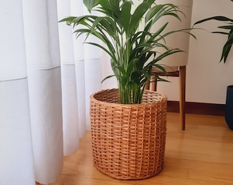 Wicker Plant Basket / Wicker Planter Basket / Storage Basket / Wicker Basket Vintage / Round Wicker Planter / Wicker Laundry Basket