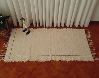 Tapis crème tissé à la main moyen/tapis doux/tapis pour chambre à coucher/tapis de chiffon/tapis de bain/tapis de salon/tapis de chevet/tapis de couloir/tapis rustique