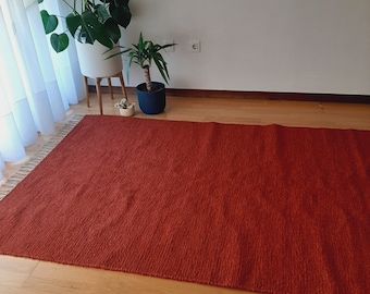 Large Terracotta Rug 140x200cm / Area Rug / Vintage Rug / Soft Rug / Living Room Rug / Hallway Rug / Bedroom Rug / Handwoven Rug / Boho Rug