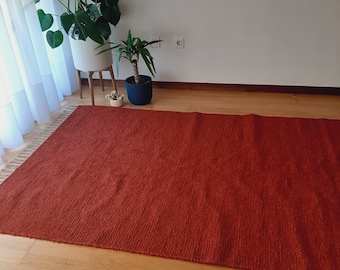 Grand tapis en terre cuite 140x200cm / Tapis de zone / Tapis vintage / Tapis doux / Tapis de salon / Tapis de couloir / Tapis de chambre à coucher / Tapis tissé à la main / Tapis Boho