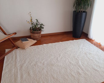 Alfombra blanca perla 100 x 150 cm / Alfombra de área / Alfombra minimalista / Alfombra suave / Alfombra de sala de estar / Alfombra de pasillo / Alfombra de dormitorio / Alfombra tejida a mano / Alfombra boho