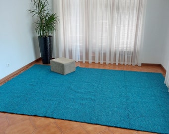 Extra Large Teal Blue Rug 7x10 Rug / Living Room Rug / Area Rug / Washable Rug / Cotton Rug / Bohemian Rug / Bedside Rug / Kitchen Rug