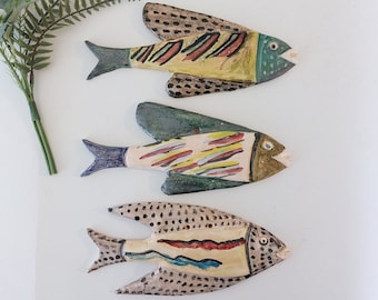 Ceramic Tropical Fish / Large Ceramic Fish / Wall Hanging Fish / Vintage Decor / Pottery Fish / Ceramic Hanging Fish / Fish Decor / Fish Art