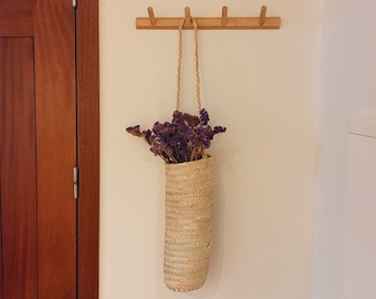 Long Straw Hanging Basket / Woven Basket / Hanging Planter / Garden Basket / Flower Pots / Kitchen Decor / Easter Basket / Farmhouse Decor