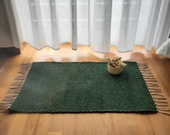 Mini alfombra verde oscuro / Alfombra suave / Alfombra hecha a mano / Alfombra de algodón / Alfombra de noche / Alfombra de baño / Alfombra de cocina / Alfombra moderna / Alfombra de piso / Alfombra de baño