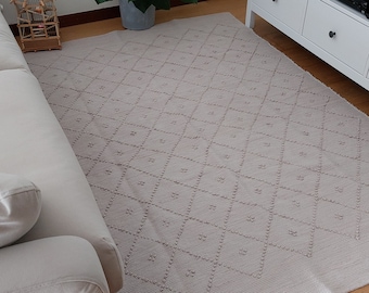 Large Dark Pastel Beige Rug / Handwoven Rug / Area Rug / Living Room Rug / Hallway Rug / Bedroom Rug / Bedside Rug / Boho Rug / Bohemian Rug