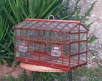 Large Bird Cage Brown / Handmade Cage / Bird Cage / Canary Cage / Bird House / Bird Cage Parakeet / Love Your Bird / Vintage Cage