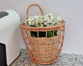 Wicker Hanging Basket / Hanging Storage Basket / Kitchen Basket / Wall Basket / Hanging Pot / Fruits Basket / Housewarming Gift Basket