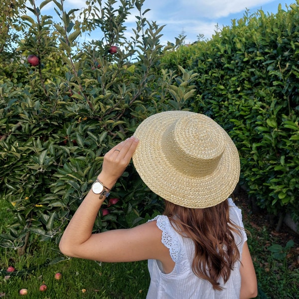 Chapeau bohème / ferme chapeau de paille / chapeau de soleil de paille / chapeau de paille / chapeau de paille bohème / chapeau vintage / chapeau d'été / chapeau fait main / chapeau canotier de paille