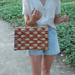 Multicolor Tasche / Boho Tasche / Reed Tasche / Frauen Tasche / Markt Korb Tasche / Stroh Tasche / Sommer Tasche / Korb Tasche / Natürliche Handtasche / Geschenk Tasche