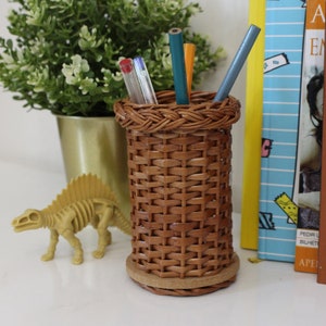 Utensil Holder / Wicker Basket / Handmade Basket / Pencil Holder / Pen Holder / Bathroom Basket / Makeup Basket / Brush Holder / Boho Basket