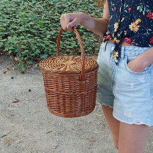 Vintage Basket Bag / Wicker Handbag / Jane Birkin Basket / Wicker Bag / Summer Bag / Beach Bag / Fruit Basket / Basket Purse / Wicker Basket