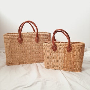 Natural Straw Handbag / Straw Bag / Straw Tote Bag / Market Basket / Beach Tote Bag / Bohemian Bag / Summer Bag / Straw Beach Bag / Gift Bag