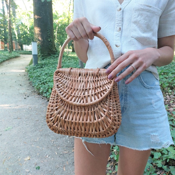 Wicker Bag / Summer Bag / Vintage Purse / Basket Bags / Wicker Handbag / Straw Bag / Boho Bag / Gondola Basket / Beach Bag / Wedding Purse