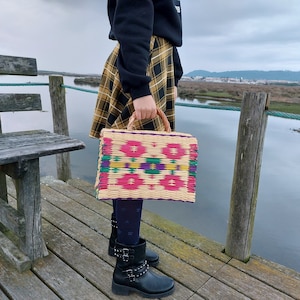 Borsa di paglia di canna / Borsa di paglia / Borsa a cestino / Borsa della spesa / Borsa colorata / Grande cestino della spesa / Borsa da spiaggia di paglia / Borse / Cestino della spesa