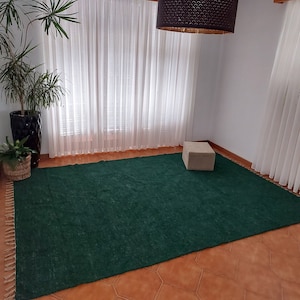 Extra Large Dark Green Rug 300x200cm / Super Soft Rug / Cotton Rug / Living Room Rug / Area Rugs / Rag Rug / Bedroom Rug / Queen Bed Rug