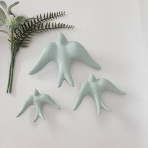 Glazed Sage Green Swallow / Traditional Ceramic / Glazed Bird / Ceramic Swallows / Ceramic Wall Decor / Ceramic Bird / Wall Decor / Bird Art
