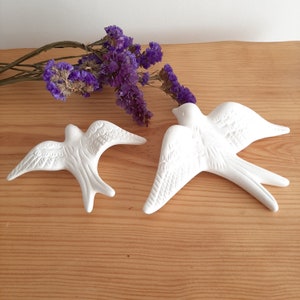 Ceramic Bird To Paint  / Bird Figurine / Bird Art / ceramic bisque ready to paint / Ceramic Swallows / Vintage Birds / Ceramic Wall Decor