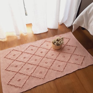 Small Pink Rose Rug/ Rag Rug / Bathroom Rug / Bedside Rug / Front Door Rug / Kitchen Rug / Handmade Rug / Vintage Rug / Bath Rug / Entry Rug