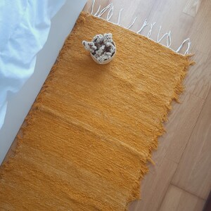 Alfombra Runner Amarillo 200cm / Alfombra de algodón / Alfombra para cocina / Alfombra Boho / Alfombra lavable / Alfombra de trapo / Alfombra de puerta principal / Corredor de pasillo / Alfombra Boho